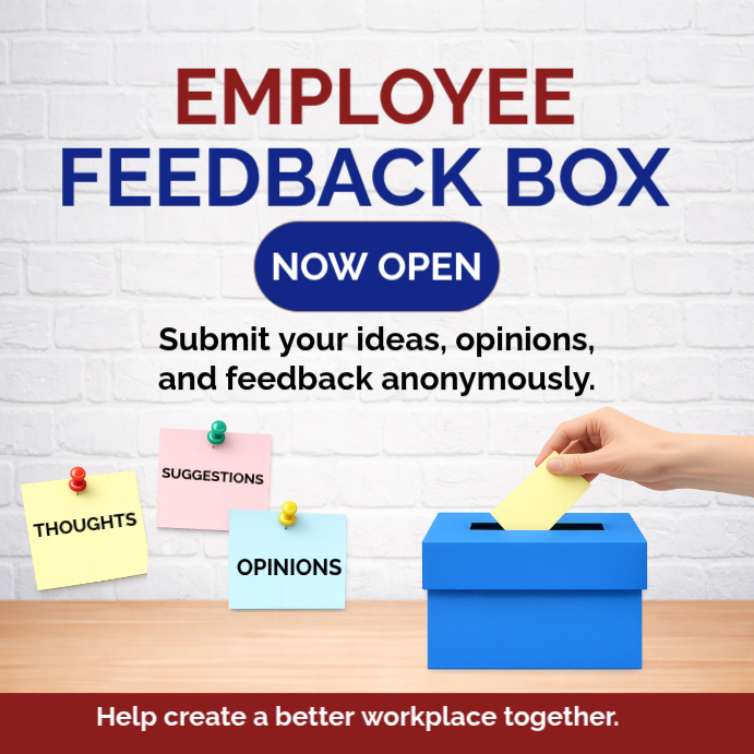 White Employee Feedback Box Poster – Workplace Suggestion Box ...