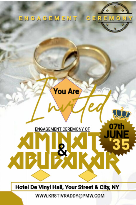 Engagment Poster Example White Engagement Ceremony Poster Template | PosterMyWall