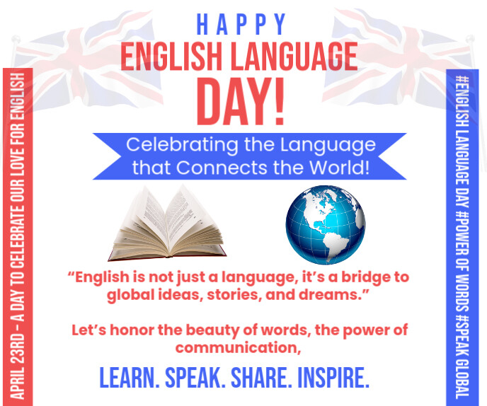 White  English Language Day Large Rectangle template