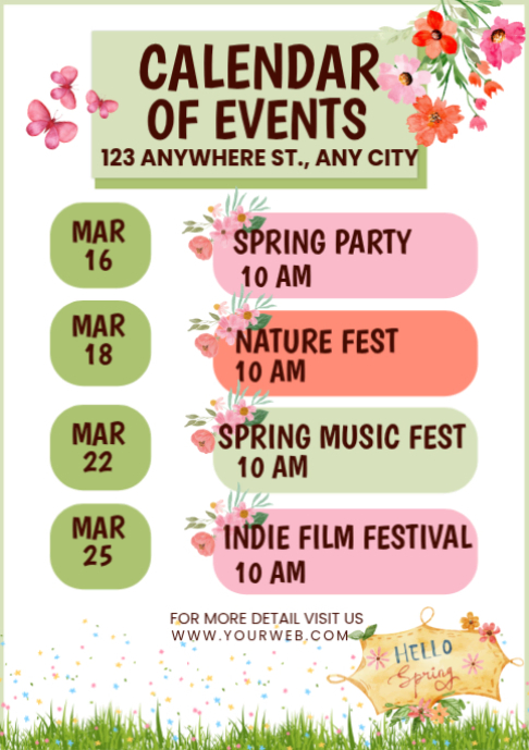 White Event Calendar A2 Template | PosterMyWall