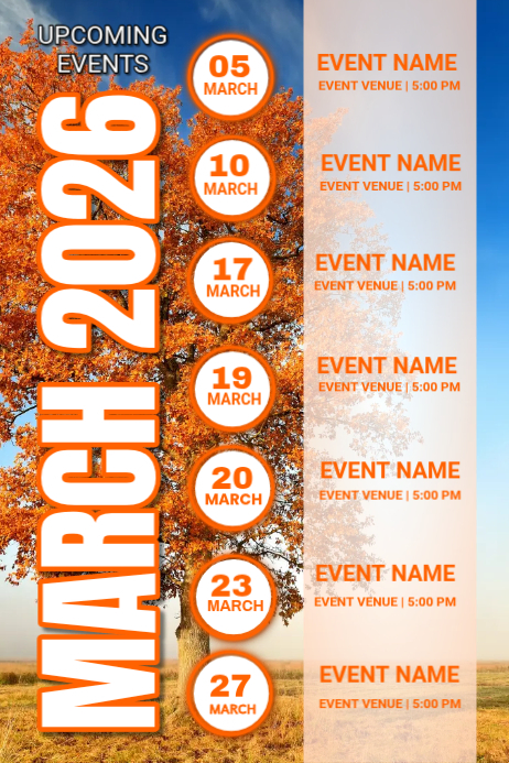 White Event Calendar Poster Template | PosterMyWall