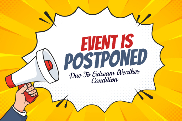 Plantilla de White event is postponed label | PosterMyWall
