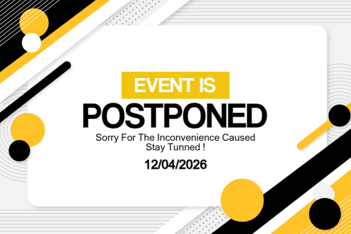 Modèle White Event Postponement Label | PosterMyWall