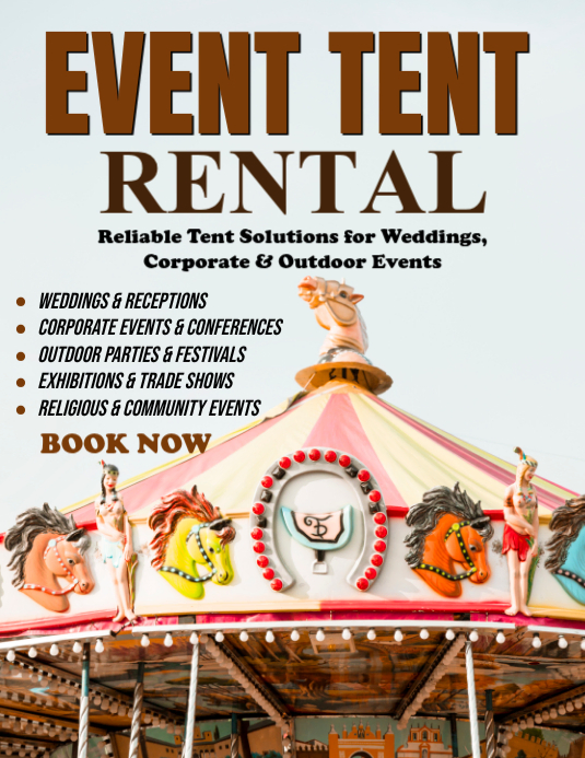 Event Rental Flyer Examples White Event Tent Rental Flyer Template | PosterMyWall