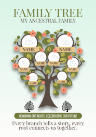 White Family Tree Poster A4 template