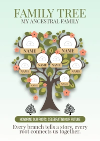 White Family Tree Poster A4 template