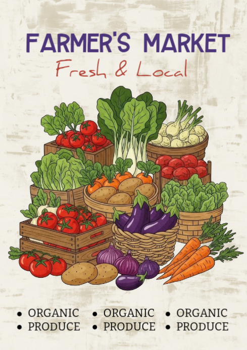 White Farmer's Market A4 Template | PosterMyWall
