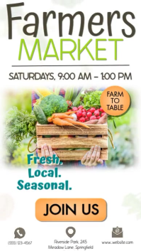 White Farmers Market Ad Flyer Animated Instagram Story template