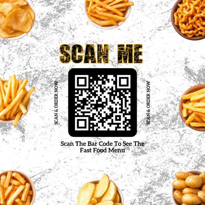 White Fast Food QR Code Menu Instagram Post Templat | PosterMyWall