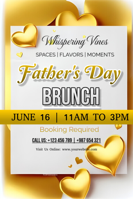 White  Father Day Brunch Poster Cartaz template