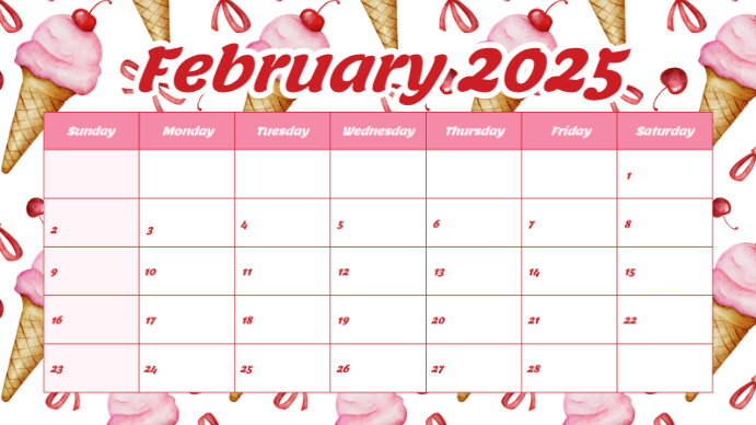 White February 2025 Calendar Digital Display Template | PosterMyWall