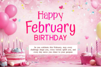 White February Birthday Celebration Label template