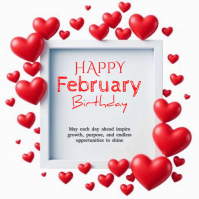 White February Birthday Celebration Logo template