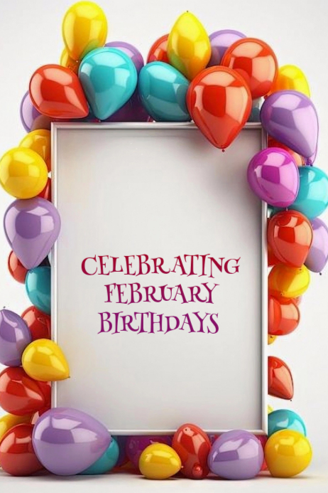 Plantilla de White February Birthdays Celebration Banner 4' × 6 ...