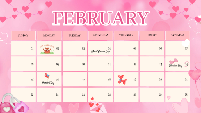 Modèle White February Calendar Digital Display | PosterMyWall