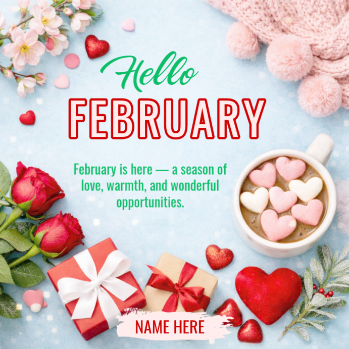February Posts February Greetings Instagram Ad Template | PosterMyWall