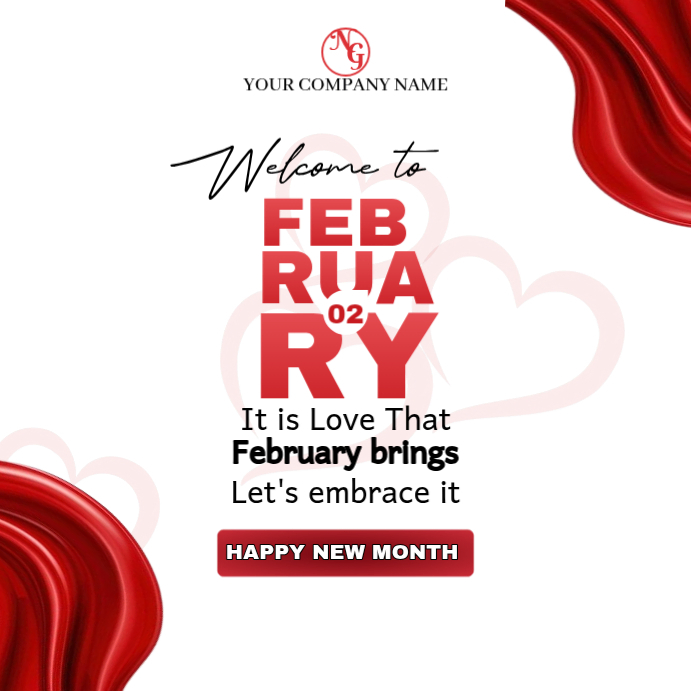 February Posts White February Welcome Message Instagram Post Template | PosterMyWall