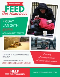 White Feed the homeless Fundraising Flyer Volantino (US Letter) template