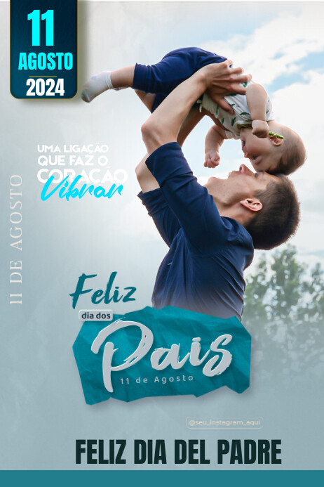 White  Feliz Dia Del Padre Póster Poster template
