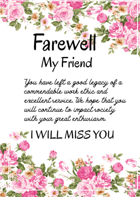 White  Ferewell My Friend  A6 template