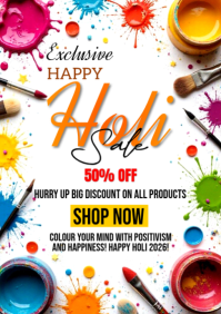 White Festival Holi Celebration A2 template
