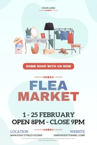 White Flea Market Event Flyer Poster template