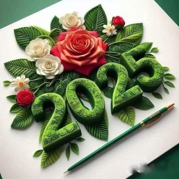 White Floral 2025 New Year Card Instagram Post Template | PosterMyWall
