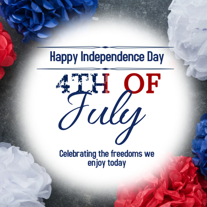 White Floral 4th Of July Independence Day Usa Instagram Post template