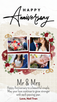 White Floral Anniversary Celebration Instagram Story template