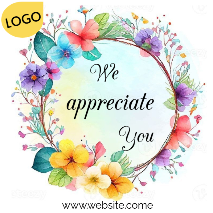 White Floral Appreciation Card Design Instagram Post Template ...