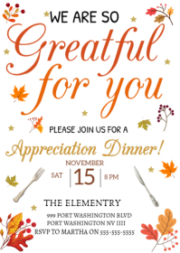 白色 Appreciation Dinner Invitation A6 Template