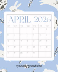 White Floral April 2026 Calendar Instagram Portrait 2026 template