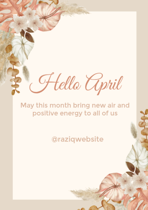 Plantilla de Blanco April Greeting A4 | PosterMyWall