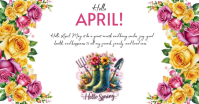 White Floral April Greeting Facebook Shared Image Isithombe Esabiwe ku-Facebook template