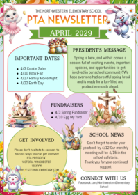White Floral april School Newsletter A6 template