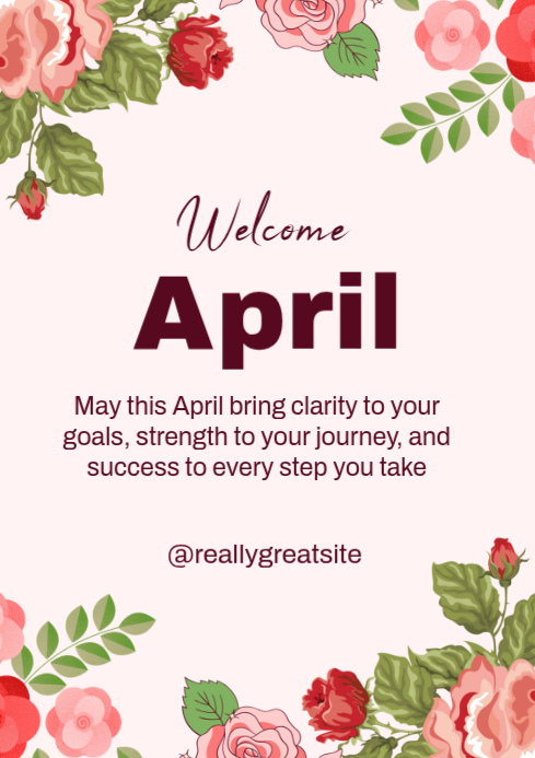 White Floral April Welcome Message A4 Template | PosterMyWall