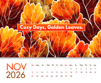 White Autumn Calendar Rectángulo Mediano Template