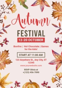 White Floral Autumn Festival  A4 template