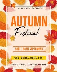 White Floral Autumn Festival Instagram Portrait template