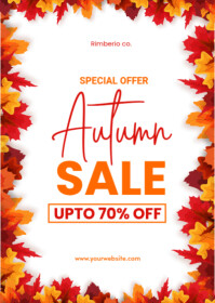 White Floral Autumn Sale  A6 template