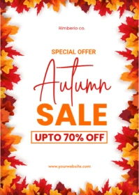White Floral Autumn Sale  A6 template