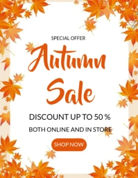 White Floral Autumn Sale Flyer (us Letter) Volante (Carta US) template