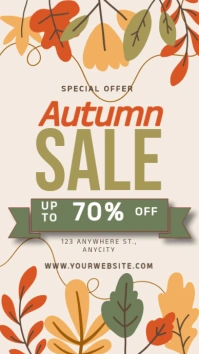 White Floral Autumn Sale Tampilan Digital (9: template