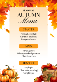 白色 Autumn Menu A4 Template
