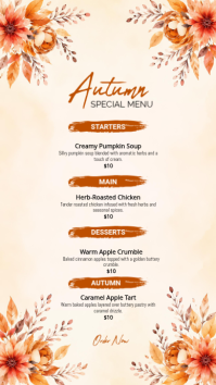 White Autumn Special Menu Instagram Story Template