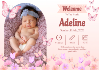 Hvid Baby Announcement A6 Template