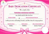 White Baby Dedication Certificate A5 Template