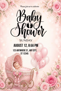 White Baby Shower Poster Template