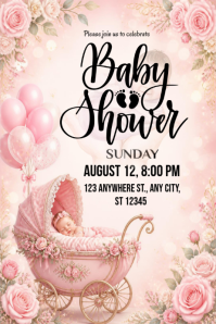 White Baby Shower Poster Template
