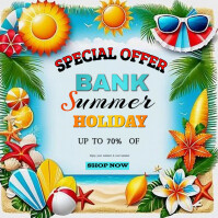 White Floral Bank Holiday  Logo template